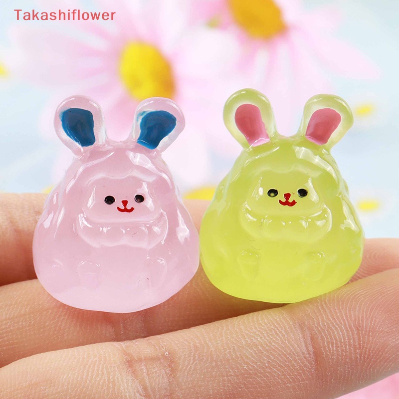 Set 2 Tượng Thỏ Hoạt Hình Mini Phát Sáng Dùng Để Trang Trí