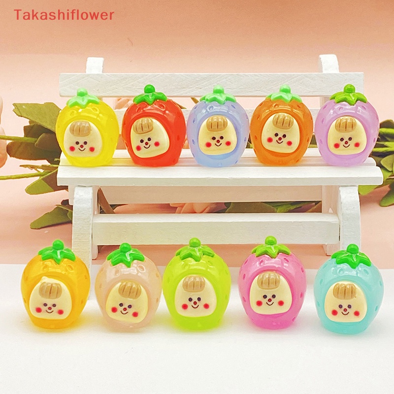 Bộ 2 Đồ trang trí Trái Dâu Hoạt Hình Phát Sáng Dùng Trang Trí Tiểu Cảnh