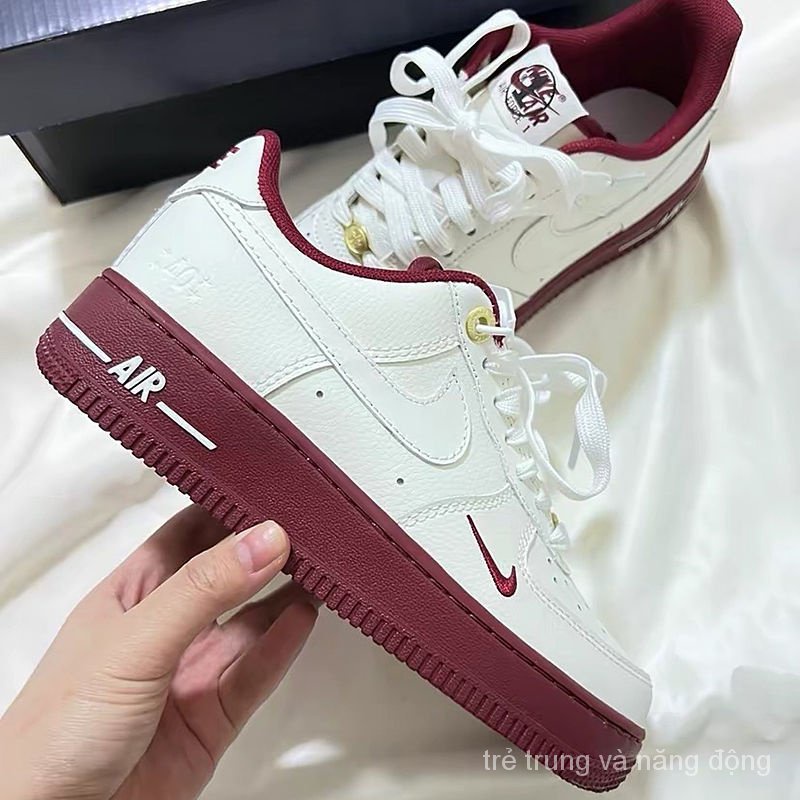 Giày Thể Thao AF1 Air Force No. 1 Giày Sneaker Cổ Thấp Màu Be Đỏ Hàng Bán Chạy T9EO Phong Cách Đường Phố Thường Ngày Dành Cho Bạn Nữ