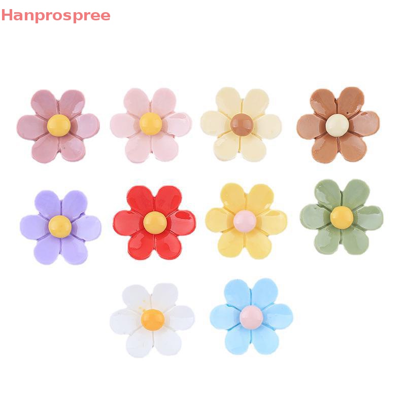Hanprospree > Set 10 Phụ Kiện Kẹp Tóc / Điện Thoại Hình Hoa Tươi Sáng Sáu Cánh Bằng Nhựa Resin DIY