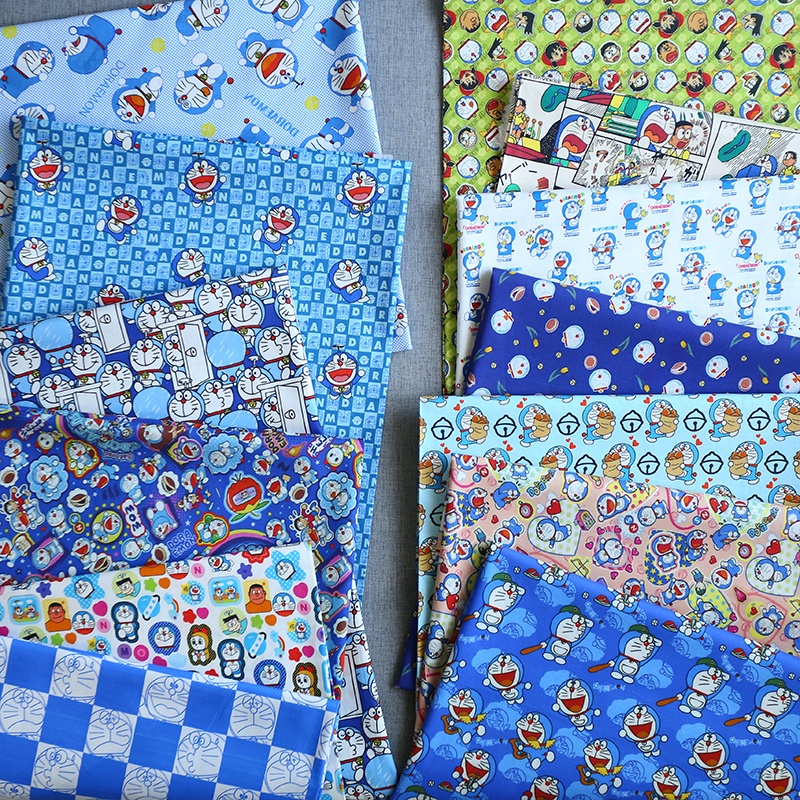 Vải Cotton Họa Tiết Mèo Hoạt Hình Dùng May Vá Thủ Công DIY