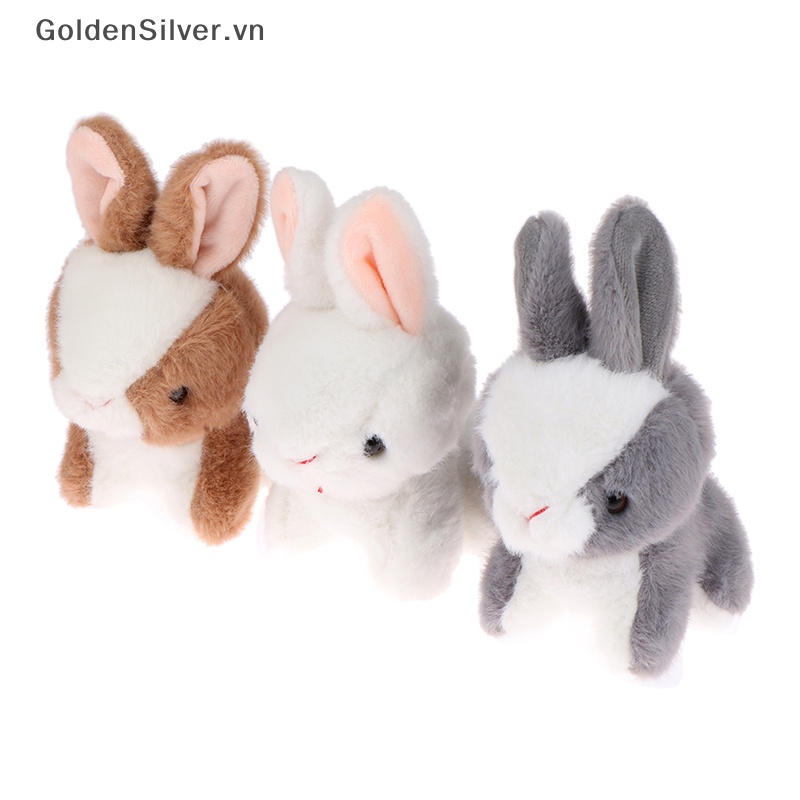 Móc Khóa Thỏ Nhồi Bông Tai Dài Màu Bạc Dễ Thương