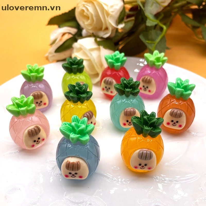 Set 2 Đồ trang trí Quả Dứa Hoạt Hình Mini Phát Sáng Dùng Trang Trí Tiểu Cảnh