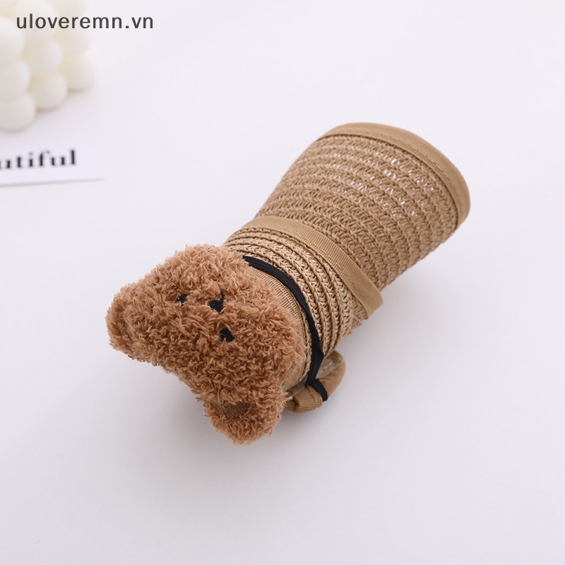 Mũ Rơm Chống Nắng Hở Chóp Hình Gấu Hoạt Hình Có Thể Gấp Gọn Cho Bé
