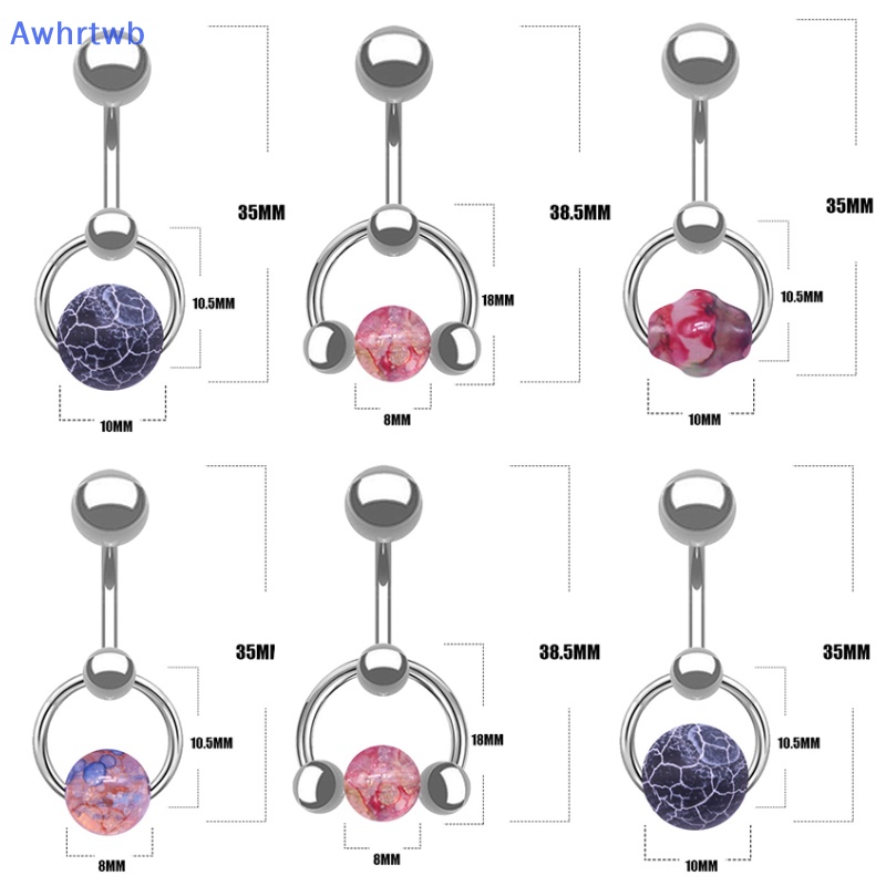 Khuyên Rốn Bằng Thép Không Gỉ Đính Đá Tự Nhiên Mới