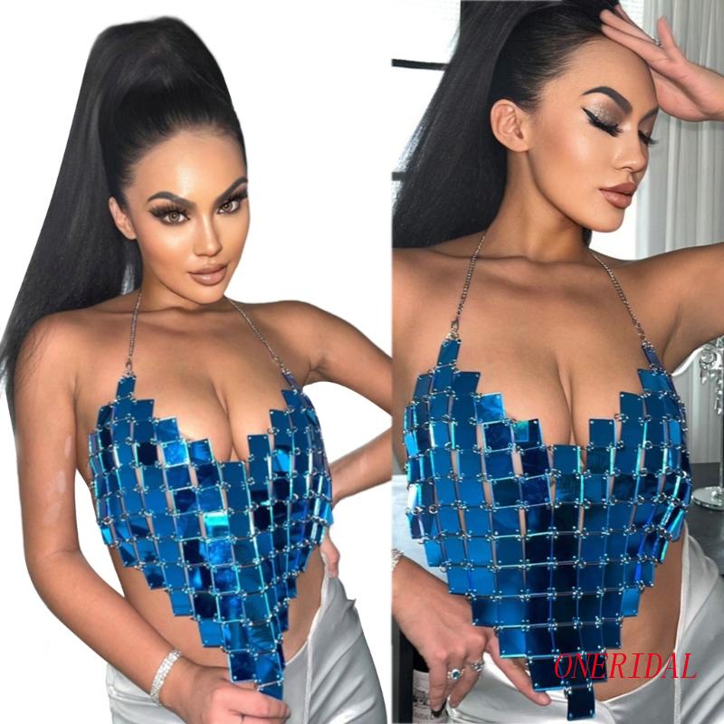 Áo Tank Top Hai Dây Cổ Chữ V Màu Ánh Kim Lấp Lánh Thời Trang Cho Nữ