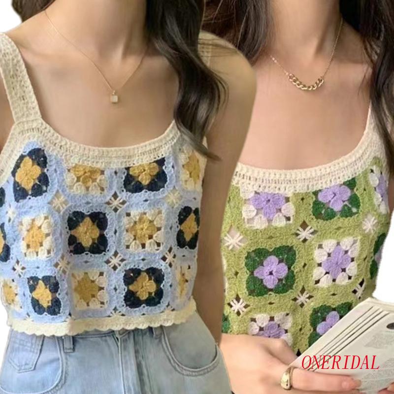 Áo Lửng Hai Dây Không Tay Họa Tiết Kẻ Sọc Màu Sắc Tương Phản Dành Cho Nữ