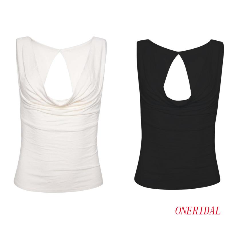 Áo Tank Top Không Tay Hở Lưng Màu Trơn Thời Trang Dành Cho Nữ