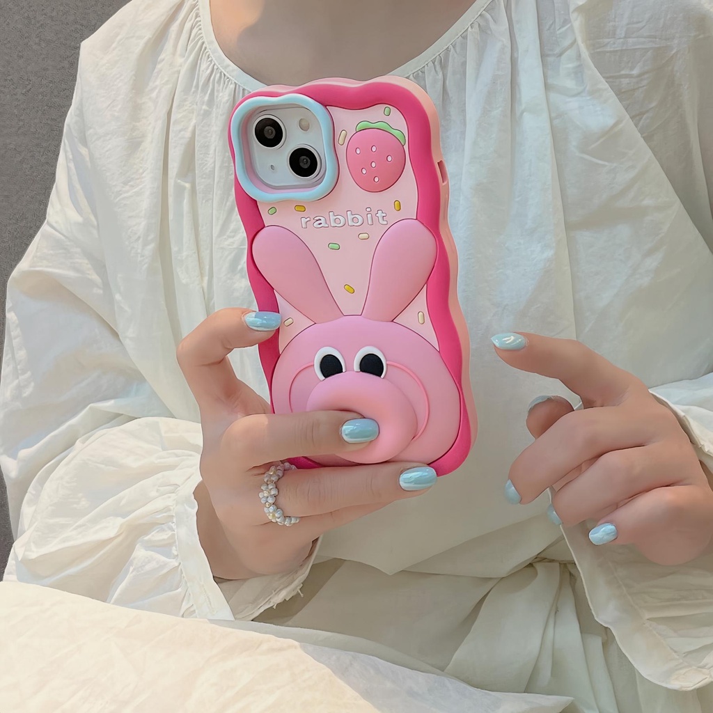 Ốp Điện Thoại TPU Silicon Mềm Chống Sốc Hình Thỏ Mũi Đỏ Dễ Thương Cho iPhone 14 13 12 11 Pro Max