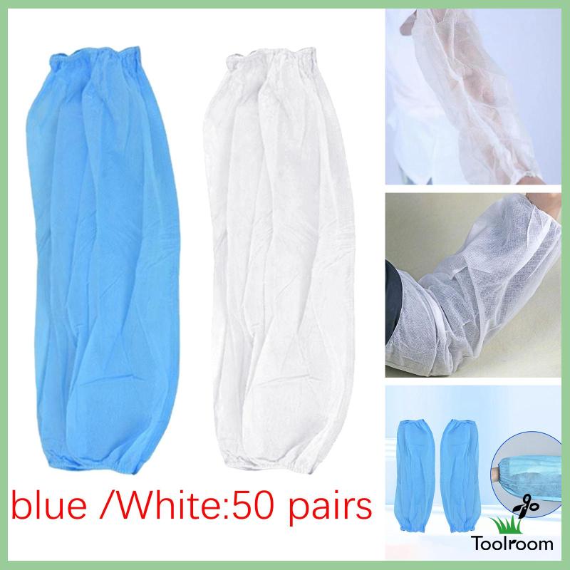 Set 50 Cặp Ống Tay Áo Bằng Vải Không Dệt Co Giãn Sử Dụng Một Lần