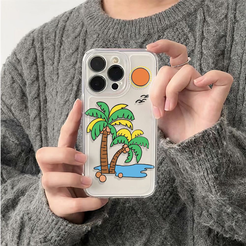 ✅Ốp Điện Thoại Mềm Chống Sốc Họa Tiết Cây Dừa Cho Iphone 11 plus 14pro max 6In78 1213 2PO3