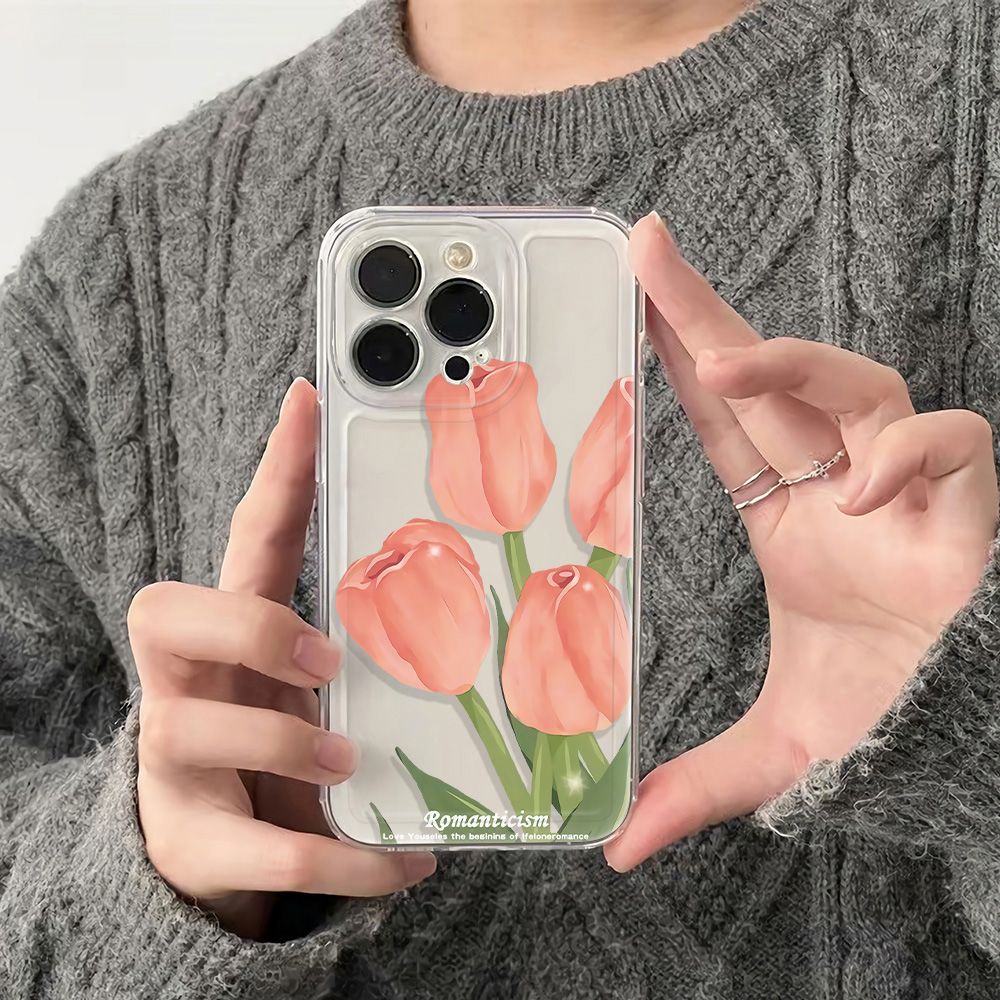 ✅Ốp Điện Thoại Mềm Chống Sốc In Chữ Tiếng Anh / Hoa Tulip Cho Iphone 14pro 13 11max 6In 78piPhone12 PND8