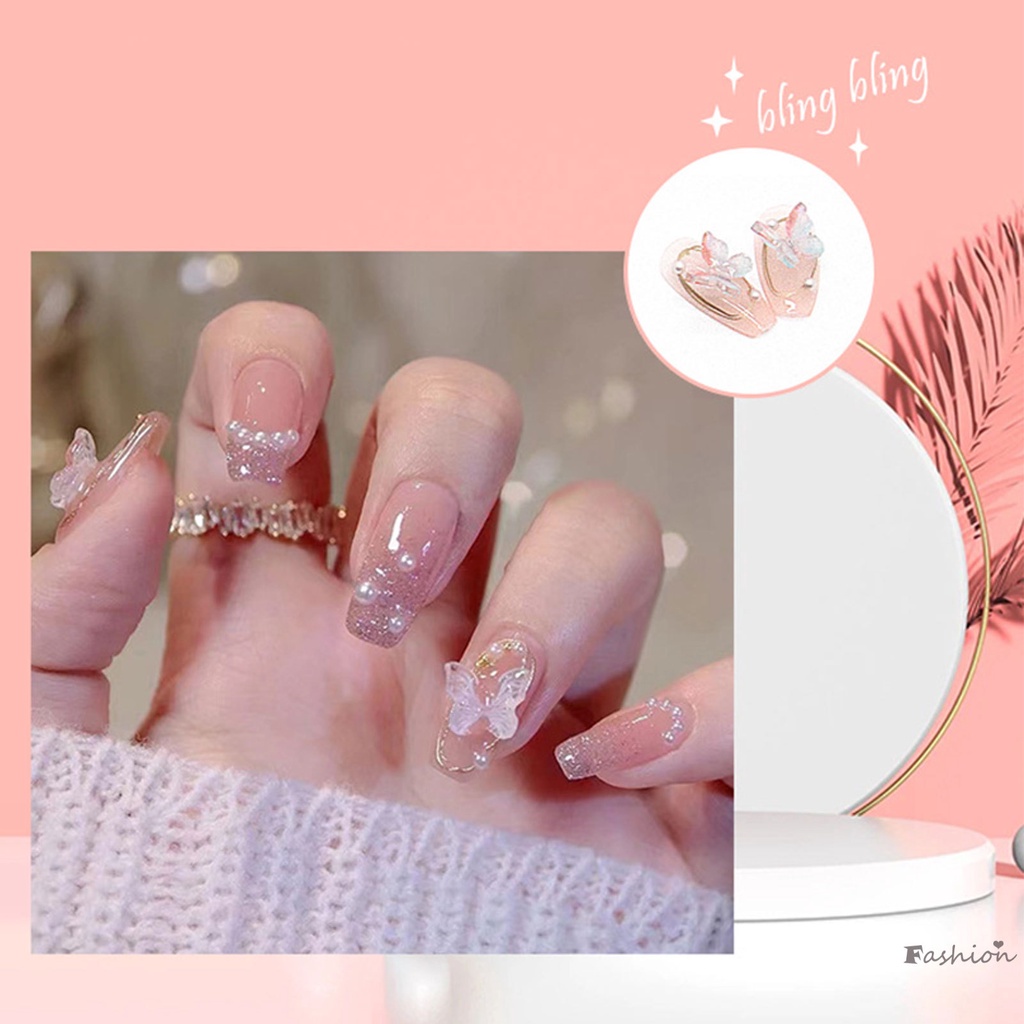 Khay Đựng Phụ Kiện Trang Trí Móng Tay Hình Bướm Đính Đá Xinh Xắn