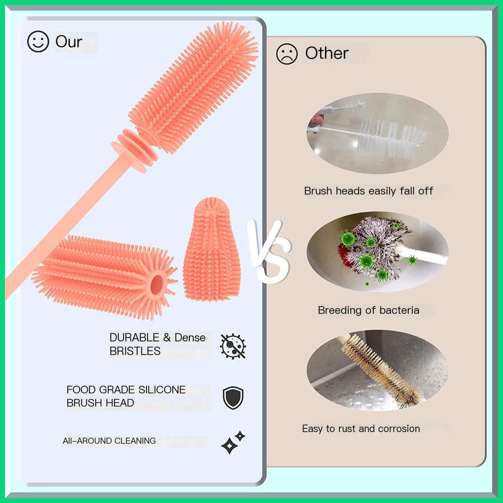 Cọ silicone Hai Đầu Bằng Thép Không Gỉ Dùng Để Vệ Sinh Bình Sữa