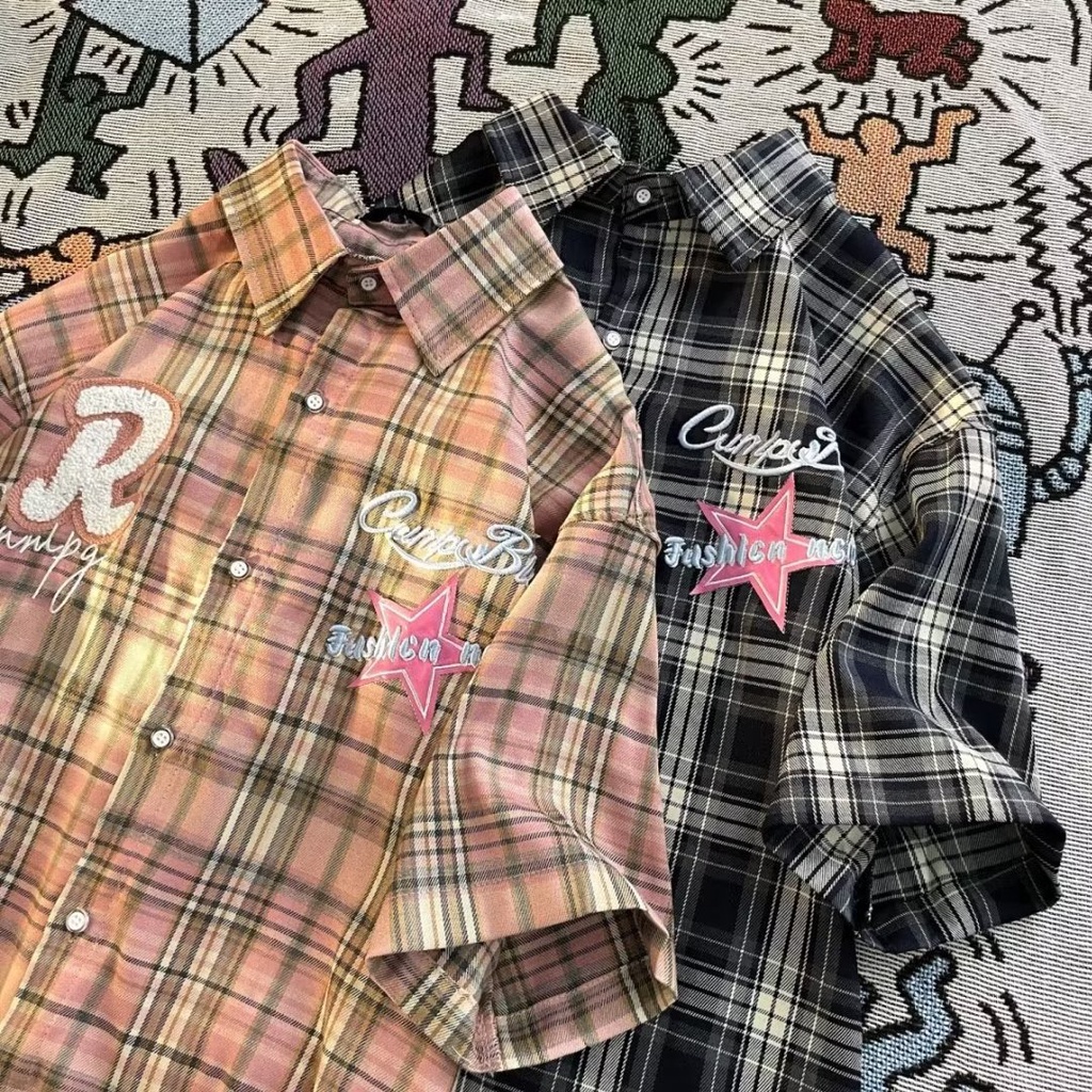 Áo Sơ Mi Tay Ngắn Dáng Rộng Thêu Chữ Phong Cách Hàn Quốc Thời Trang Mùa Hè Mới Cho Nam Và Nữ