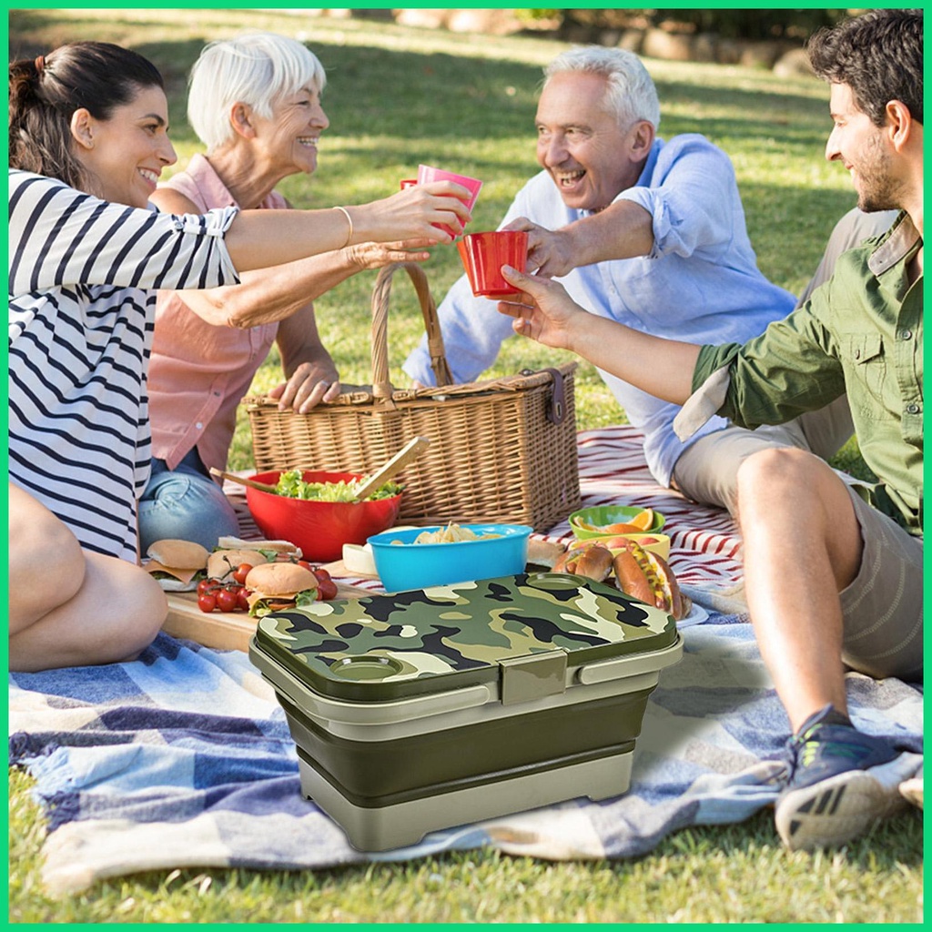 Giỏ Đựng Đồ Có Nắp Chống Rò Rỉ Có Thể Gấp Gọn Tiện Dụng Khi Đi Dã Ngoại