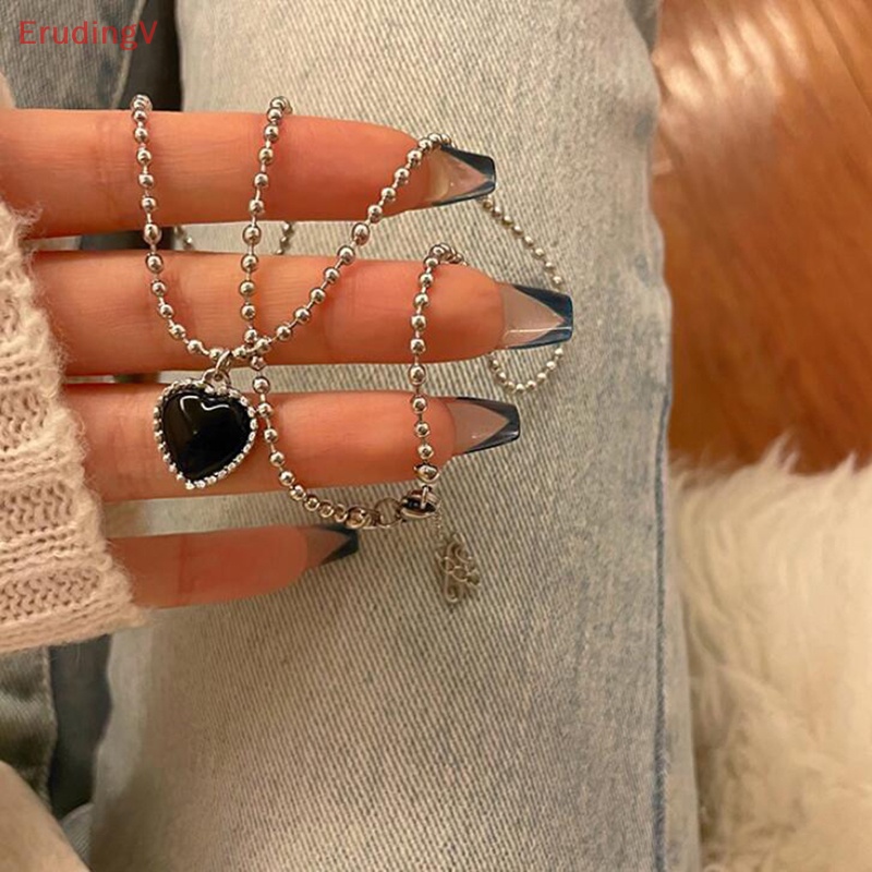 [ErudingV] Vòng cổ Mặt Hình Trái Tim Màu Đen Thời Trang Hàn Quốc Đơn Giản Dành Cho Nữ [Mới]