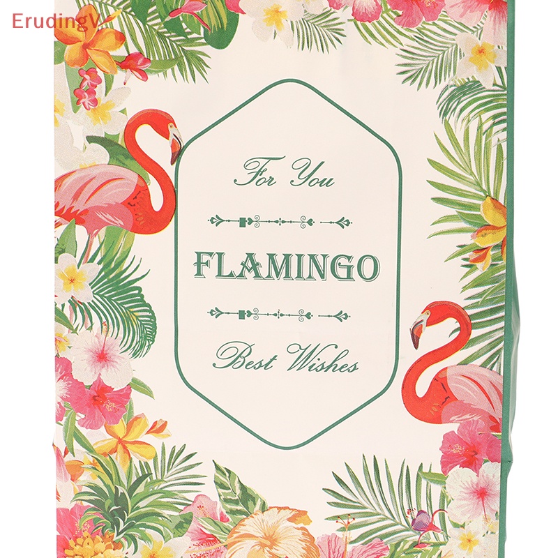 Bộ 5 Túi Đựng Quà In Họa Tiết Chim Hồng Hạc Phong Cách Hawaii Độc Đáo Kèm Tay Cầm Tiện Dụng