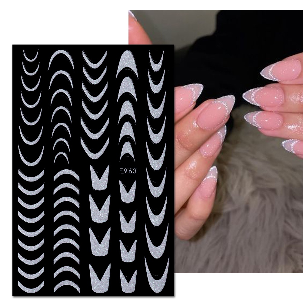 Miếng Dán Trang Trí Móng Tay Nghệ Thuật Họa Tiết Cẩm Thạch / Bướm / Ngôi Sao Màu Trắng Lấp Lánh