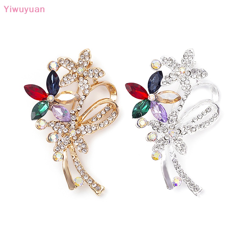 Ghim Cài Áo Hình Hoa Đính Đá Nhiều Màu Sắc Phong Cách Vintage Mới