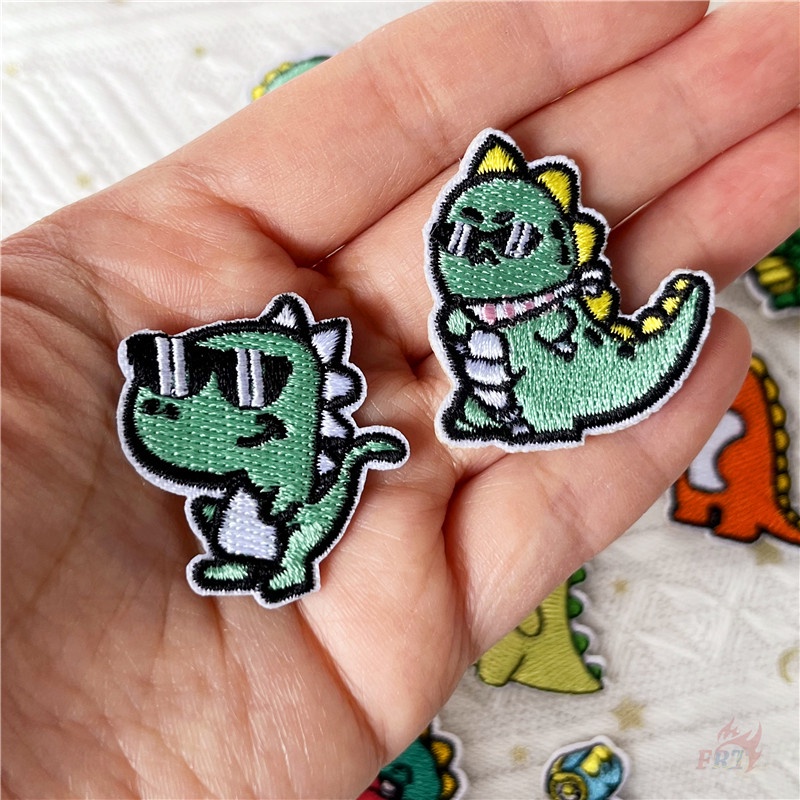 ♚ Sticker Ủi Thêu Hình Khủng Long Q-4: Phong Cách Hip hop ♚ 1 Miếng Dán Ủi Quần Áo Hình Động Vật Ngộ Nghĩnh