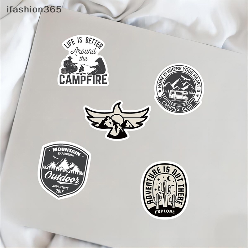 Set 56 Nhãn Dán Graffiti Màu Trắng Đen Trang Trí Xe Hơi / Vali / Laptop DIY ifashion365