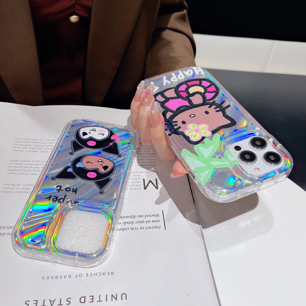 Ốp Điện Thoại TPU Mềm Trong Suốt Họa Tiết Kuromi Hoạt Hình Cho iPhone 12 13 14 Pro Max