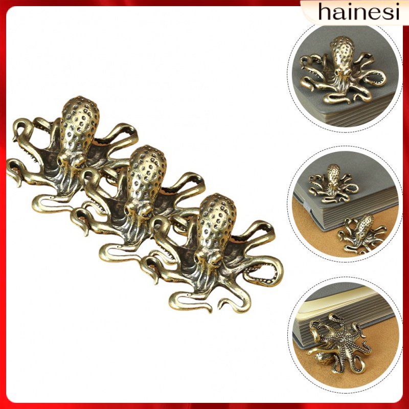Cabinet Decor Brass Octopus Animal Statue Statues Accessories 3 Pcs