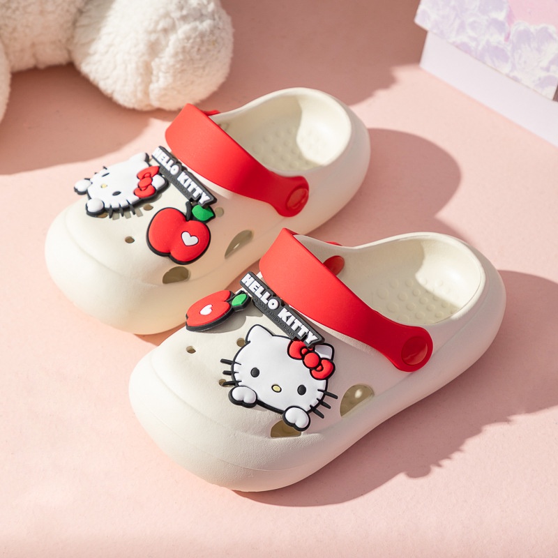 Dép EVA Đục Lỗ Chống Trượt In Hoạt Hình Hello Kitty Thời Trang Mùa Hè Cho Bé