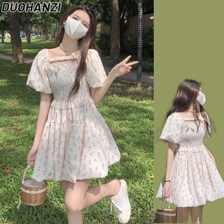 Đầm Tay Ngắn Phồng In Hoa Thời Trang Mùa Hè Cho Nữ