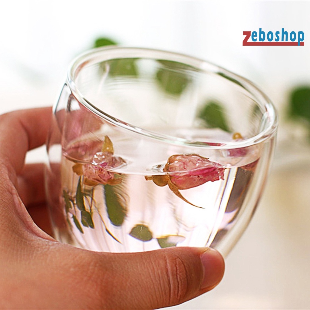 Cốc Uống Nước Hai Lớp Bằng Kính Chịu Nhiệt Trọng Lượng Nhẹ