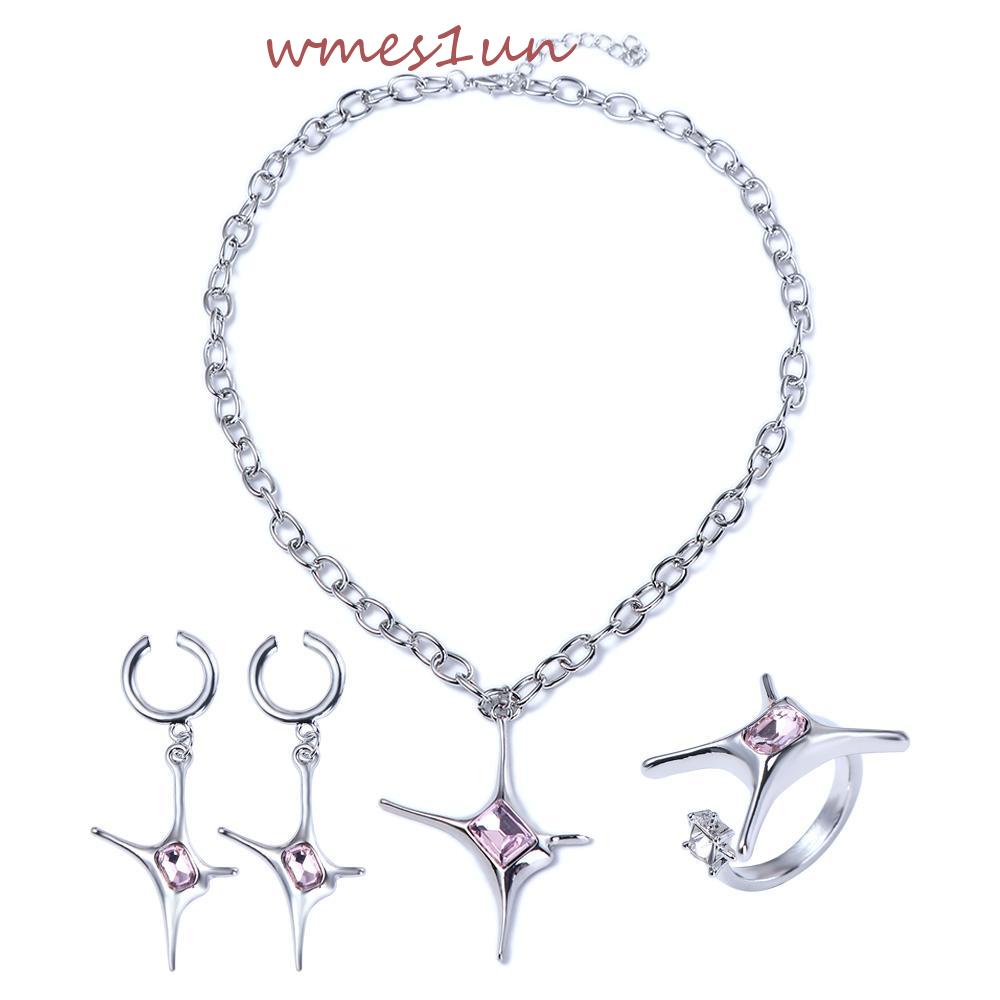 Phụ Kiện Màu Hồng Xinh Xắn WMES15H|Vòng cổ Hợp Kim Mạ Vàng / Bạc 2K Hình Ngôi Sao Đơn Giản Phong Cách Hip Hop