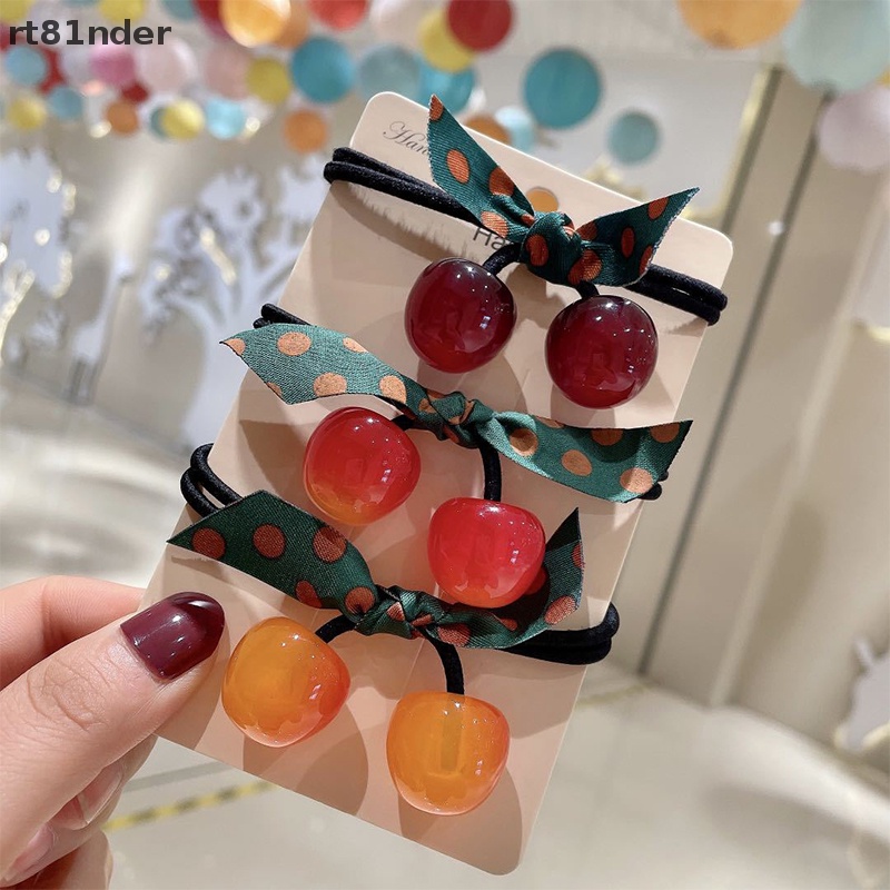 Rt Dây Buộc Tóc Cao Su Co Giãn Hình Quả Cherry Dễ Thương Phong Cách Hàn Quốc