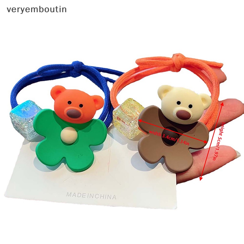 1 Dây Cột Tóc Co Giãn Đính Hoa / Gấu Màu Sắc Dễ Thương Cho Bé Gái