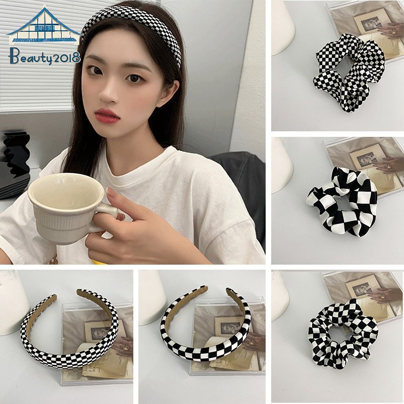 Dây buộc tóc/ Cài tóc họa tiết caro thời trang đáng yêu dành cho nữ