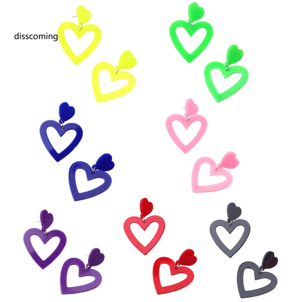 Áo Khoác Thời Trang Dạo Phố Cá Tính SL| Bông Tai Hình Trái Tim Bằng Acrylic Nhẹ Nhiều Màu Không Gây Dị Ứng Lý Tưởng Cho Nữ Mặc Hàng Ngày