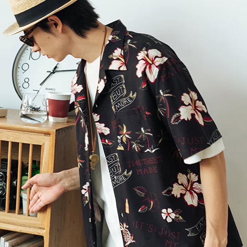 Áo Sơ Mi Tay Ngắn Dáng Rộng In Họa Tiết Hoa Phong Cách Hawaii Thời Trang Mùa Hè Cho Nam