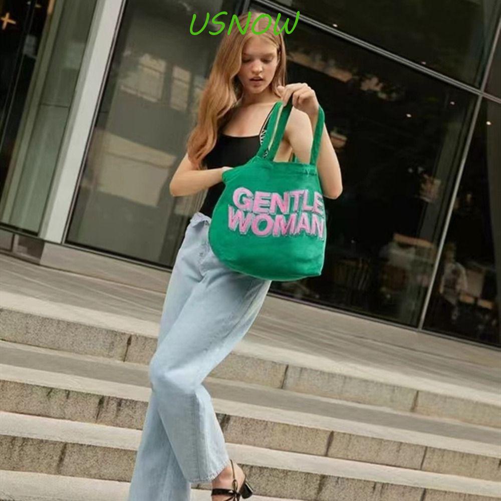 Túi Tote Đeo Vai Vải Nhung In Chữ Thời Trang Thái Lan Cho Nữ