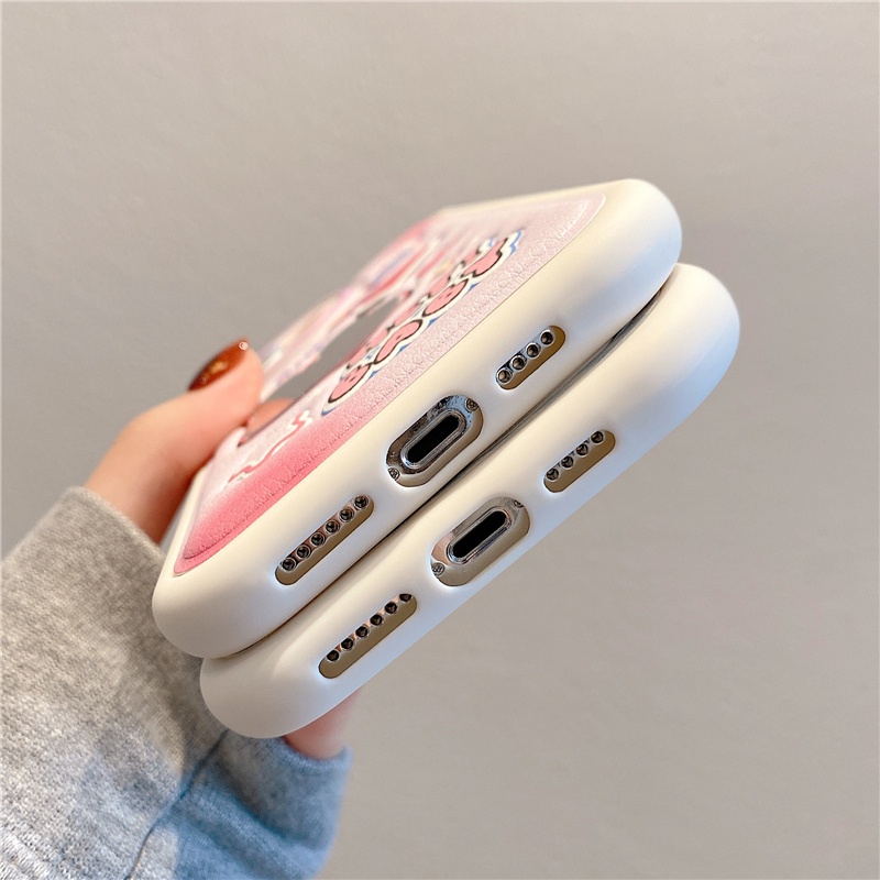 Ốp Điện Thoại Da Silicon Mềm Chống Sốc Gắn Gương Hình Gấu / Thỏ Cho iPhone 14 13 12 11 Pro Max 14 Plus