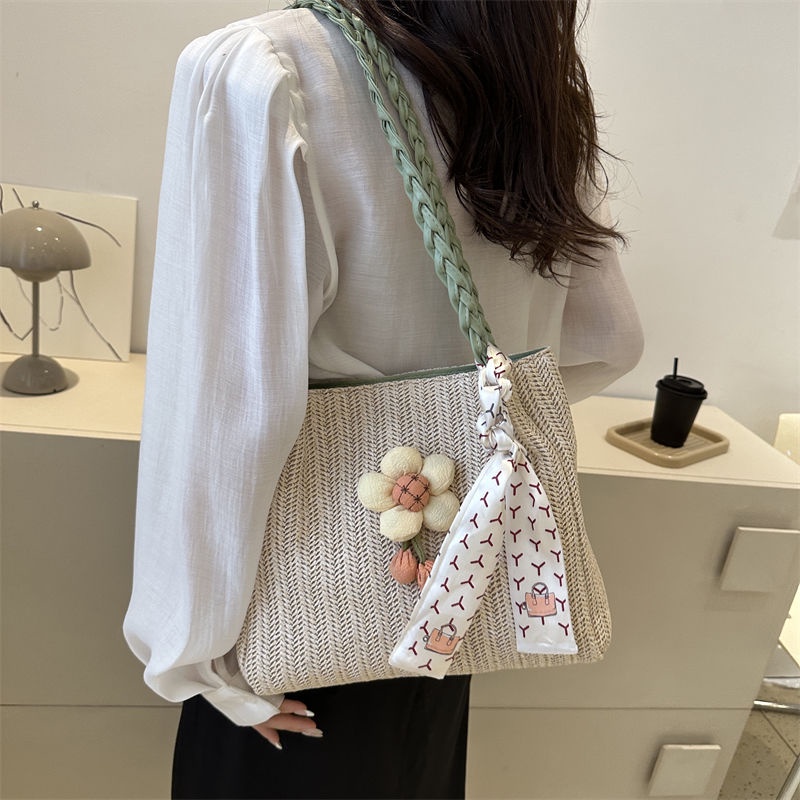 Túi Xách Đan Rơm Đeo Vai Sức Chứa Lớn Phong Cách Mới Dễ Phối Đồ Cho Nữ