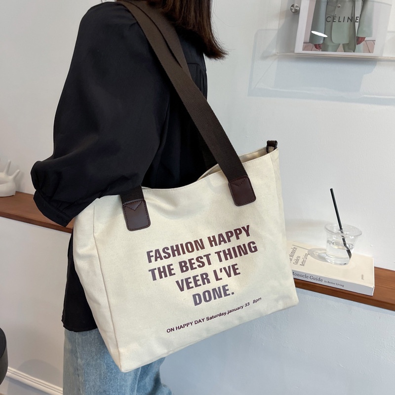 MISCHA Túi Xách canvas Cỡ Lớn Thiết Kế Đơn Giản Thời Trang Hàn Quốc Cho Nữ