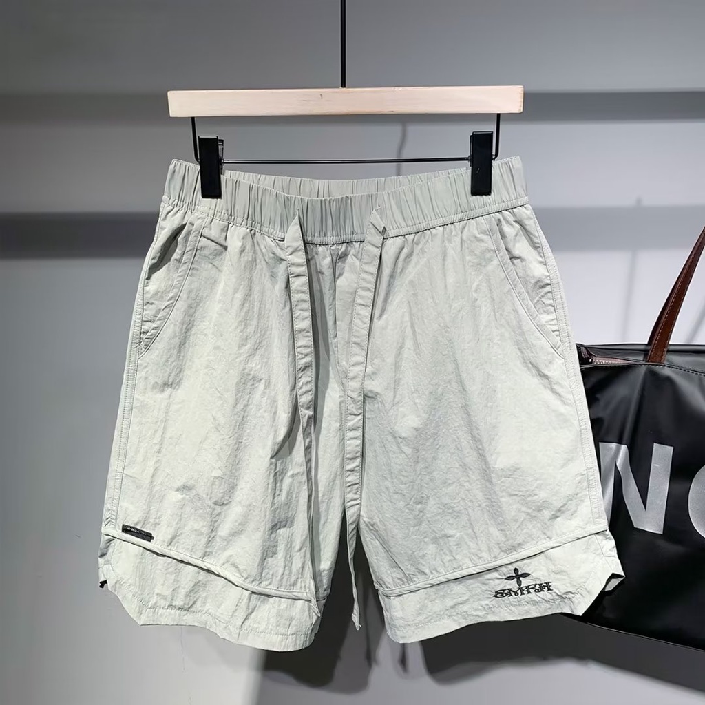 Quần Short Thể Thao 5 Tấc Mỏng Nhanh Khô Thêu Họa Tiết Đường Phố Thời Trang Mùa Hè Cho Nam