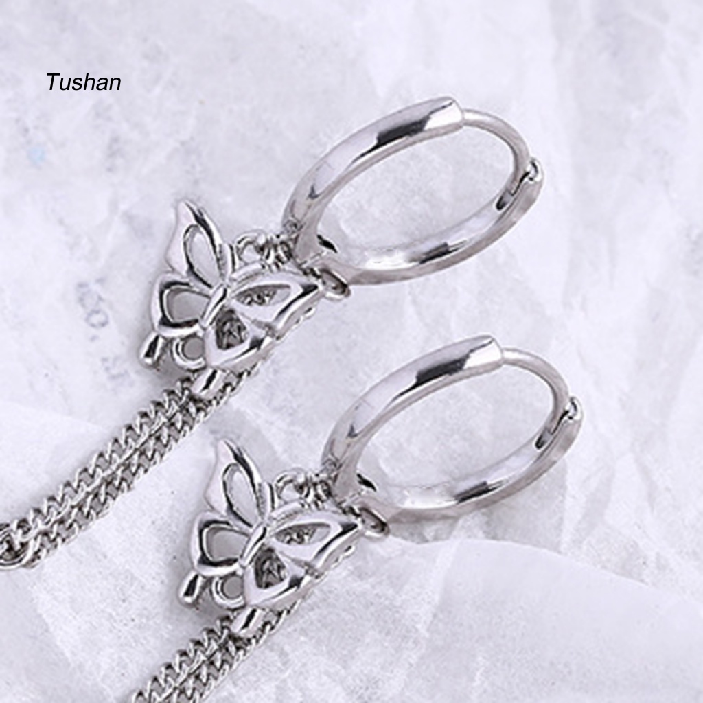 1 Bông Tai Tua Rua Hình Bướm Đính Đá Zircon Phong Cách Hàn Quốc