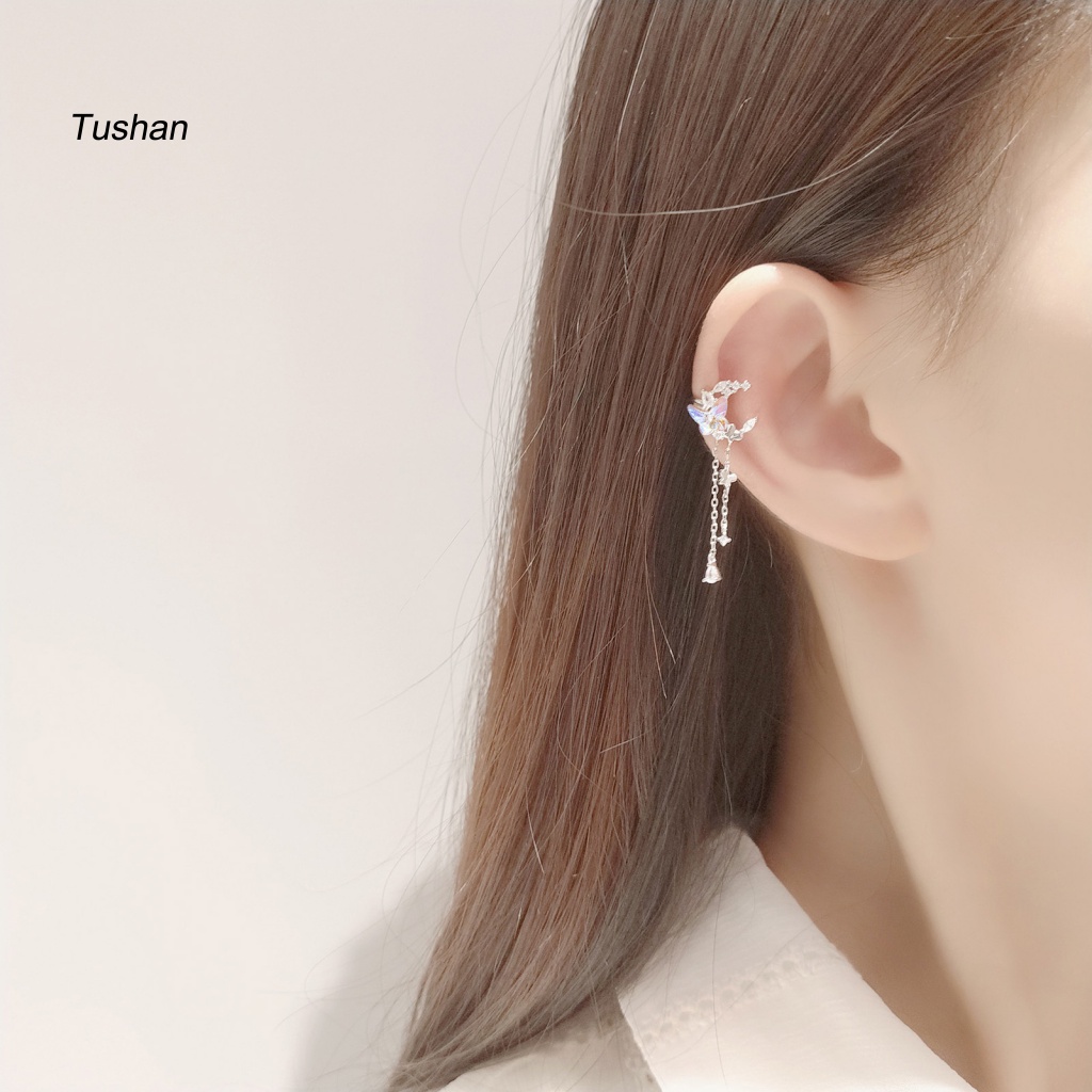 1 Đôi Bông Tai Dáng Dài Đính Đá Thời Trang Hàn Quốc