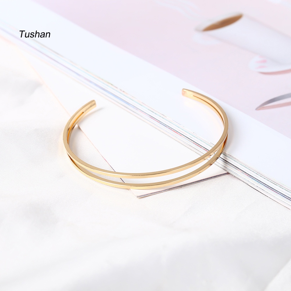 Vòng Đeo Tay Hai Lớp Dạng Mở Có Thể Điều Chỉnh Thời Trang Dành Cho Nữ