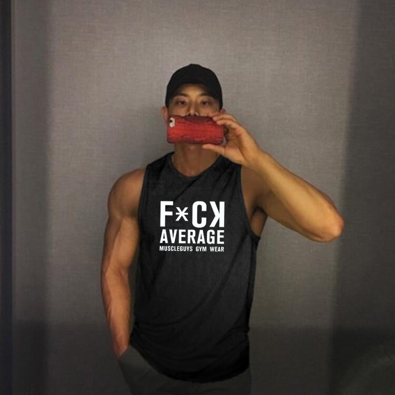 Áo Thun Ba Lỗ Cổ Tròn Phối Lưới Nhanh Khô Thời Trang Tập Gym Cho Nam