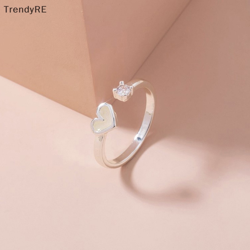 Nhẫn Hình Trái Tim Phát Sáng Trong Bóng Tối Thời Trang Có Thể Điều Chỉnh Cho Cặp Đôi