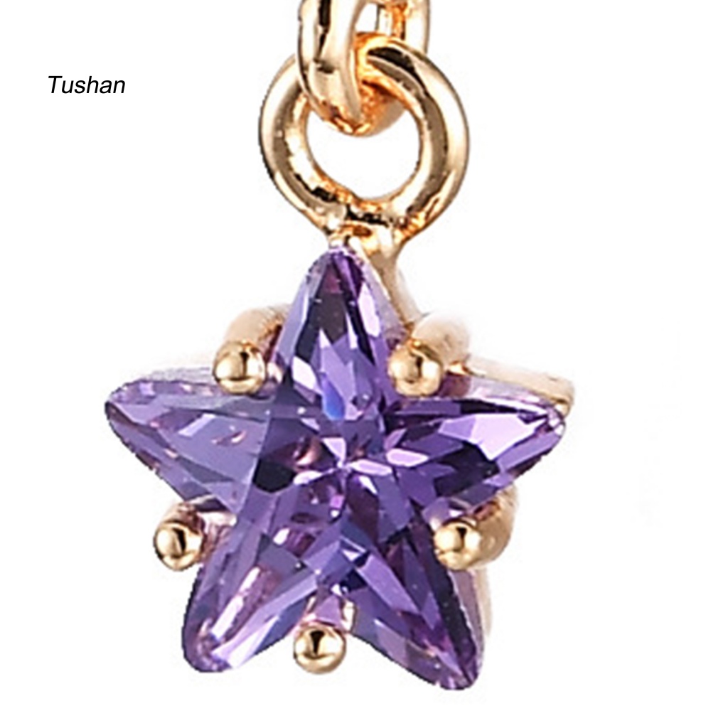 1 Đôi Bông Tai Đính Đá Zircon Hình Ngôi Sao Lấp Lánh Dành Cho Nữ