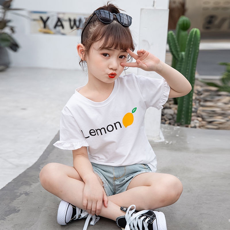 Áo Thun Mùa Hè 2023 Tay Cộc Cổ Tròn Kích Thước Vừa Và Lớn Phong Cách Hàn Quốc Hợp Thời Trang Cho Bé Gái