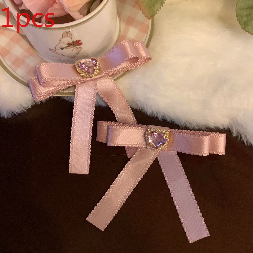 Kẹp Tóc Hình Nơ / Trái Tim Đính Đá Thời Trang Xuân Hè Phong Cách Hàn Quốc Cho Nữ